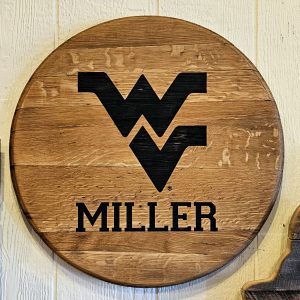 WVU Personalized Bourbon Barrel Lids